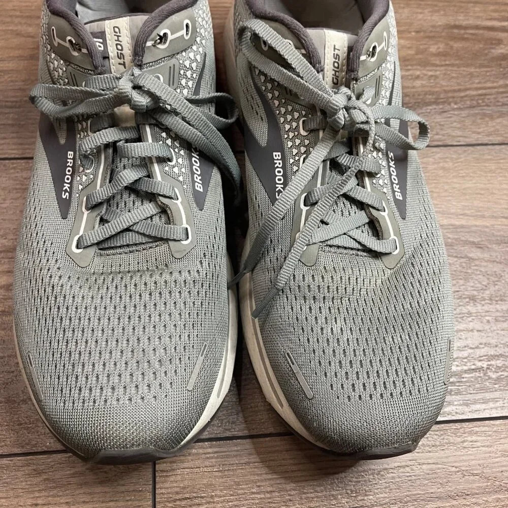 Brooks Men's Ghost 14 Running Shoes Size 12.5 Grey/Grey EU 46.5 Lace up Sneakers